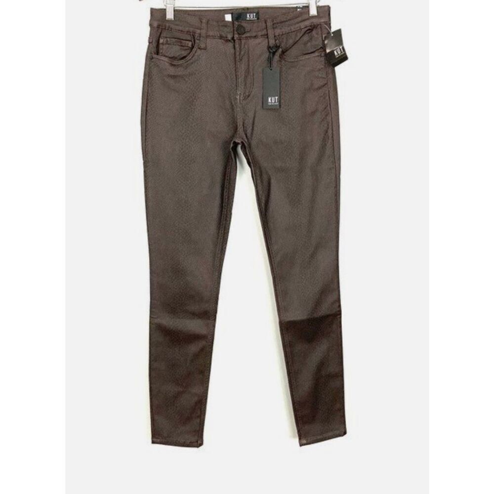 Kut from the Kloth NWT jeans size 16 Mia skinny brown snakeskin print